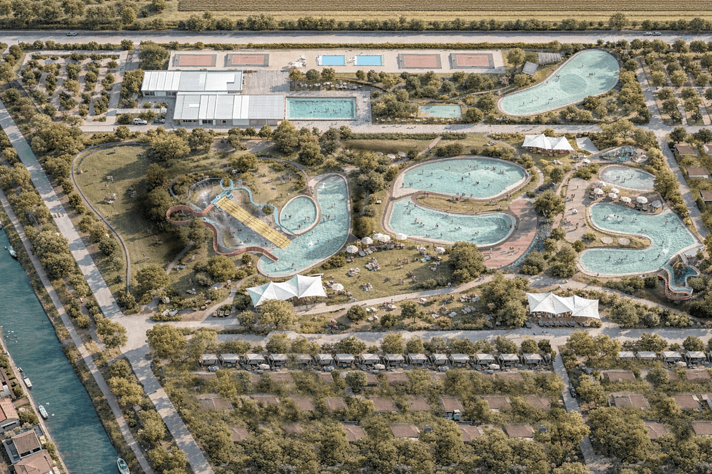 Render aerial view of the park
